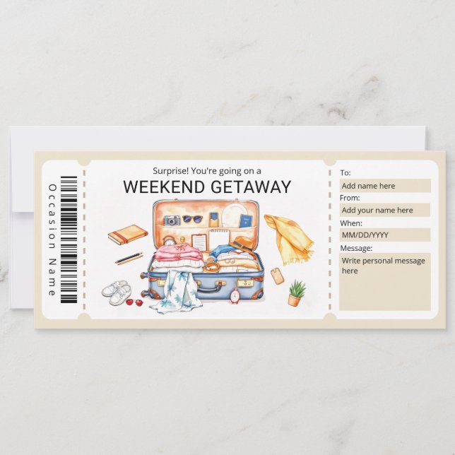Invitación Cupón de Escape de Fin de Semana (Anverso)