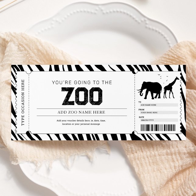 Invitación Cupón de vale de entrada de regalo de viaje al zoo (Subido por el creador)