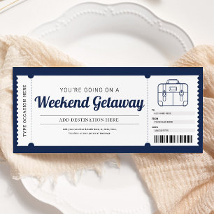 Invitación Cupón de viaje de regalo azul de escapada de fin d