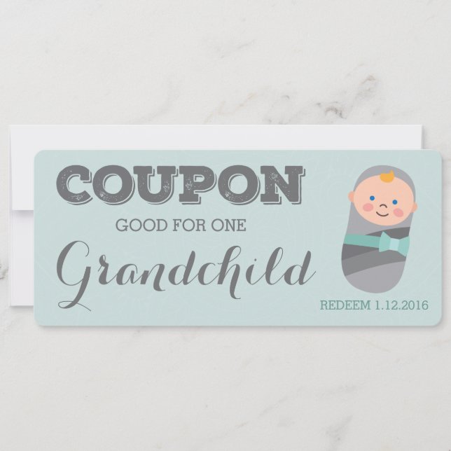 Invitación Cupón para bebé azul nieto Chica (Anverso)