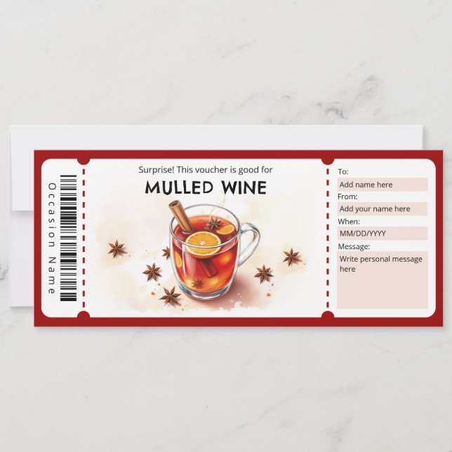 Invitación Cupón para Vino Calentado (Anverso)