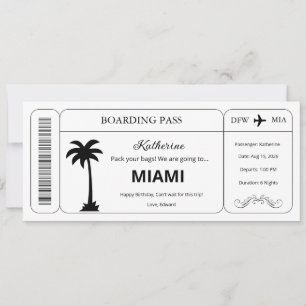 Invitación Cupón personalizado, Pase de abordar billete para