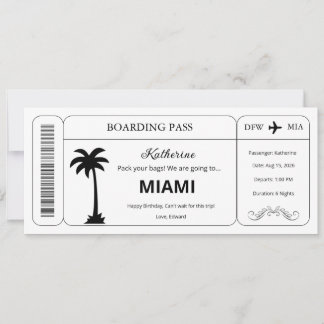 Invitación Cupón personalizado, Pase de abordar billete para