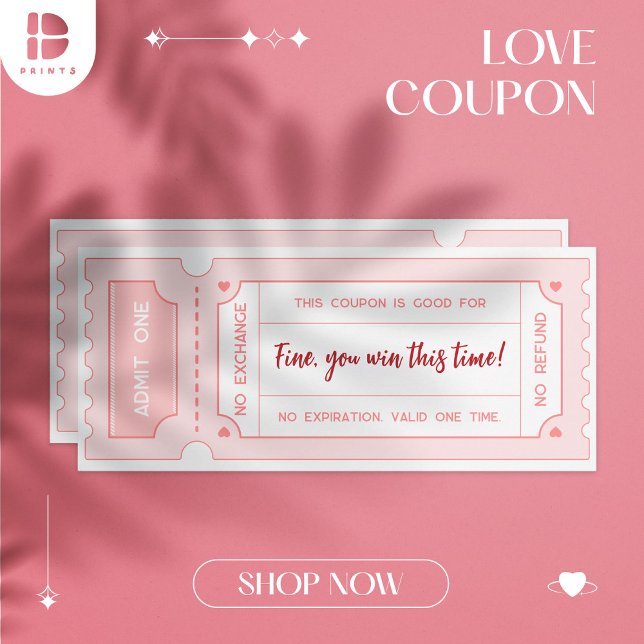 Invitación Cupones de amor personalizados - San Valentín rosa (Subido por el creador)