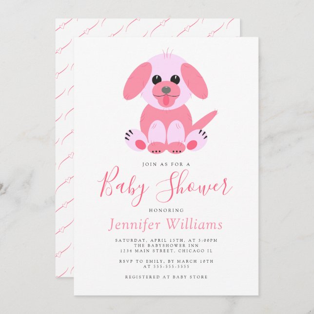 Invitación Cuppy Pink Personalizado Beber Ducha (Anverso / Reverso)