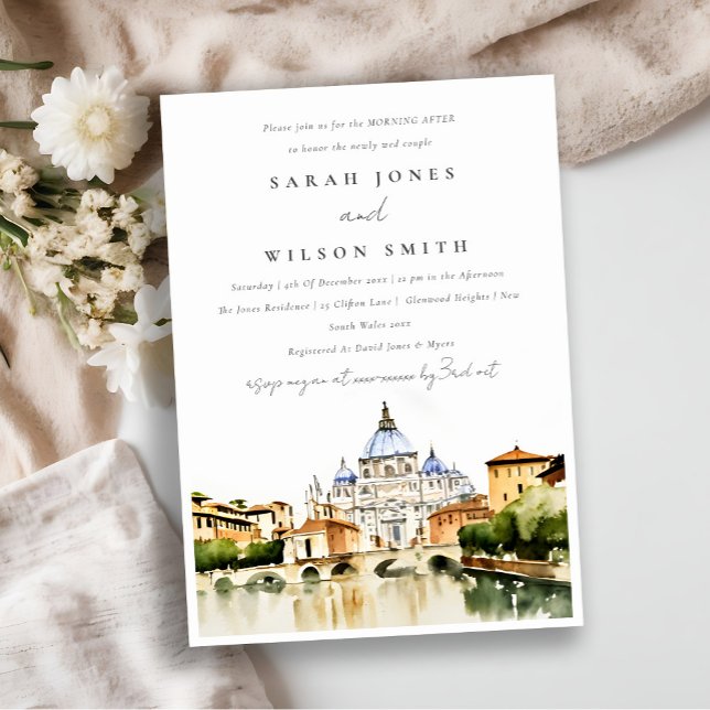 Invitación Cúpula del Vaticano Roma Paisaje italiano después  (Subido por el creador)