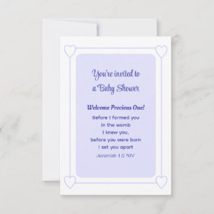 Invitación Cura Baby Shower Soft Blue Christian Simple