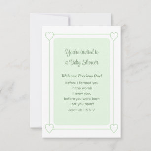 Invitación Cura Baby Shower Soft Green Christian Simple