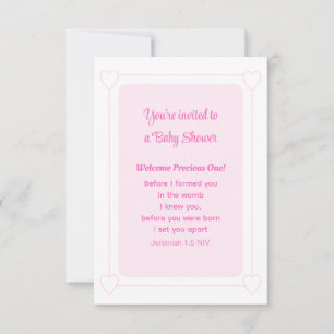 Invitación Cura Baby Shower suave rosa cristiano simple