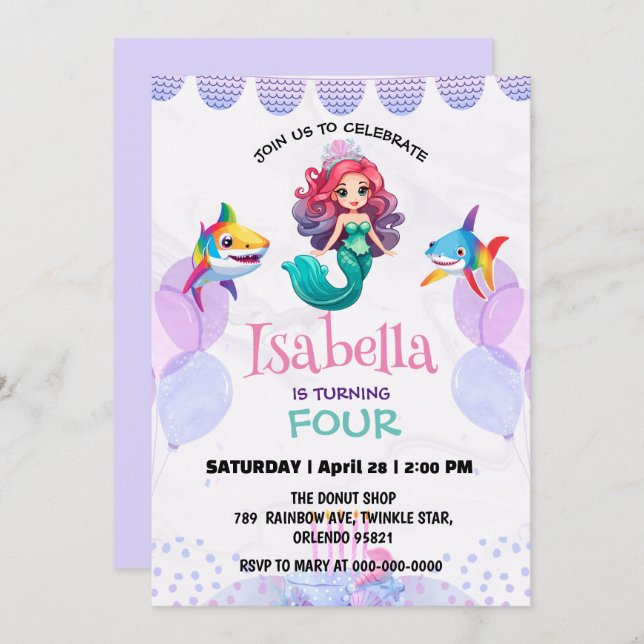 Invitación Cura fiesta de cumpleaños colorida del arcoiris de (Anverso / Reverso)