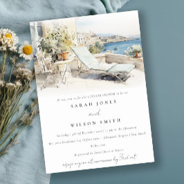 Invitación Curfu Grecia Watercolor Paisaje Parejas Ducha