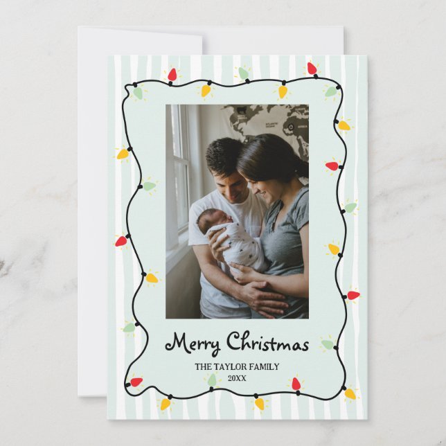 Invitación Curiosa y caprichosa foto de las luces navideñas d (Anverso)