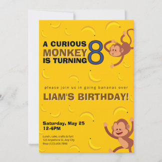 Invitación Curious Monkey Birthday Invite | Banana Jungle