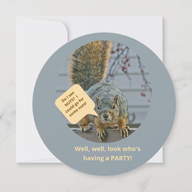 INVITACIÓN CURIOUS SQUIRREL ON FENCE LOOKING INTO HOUSE (Anverso)