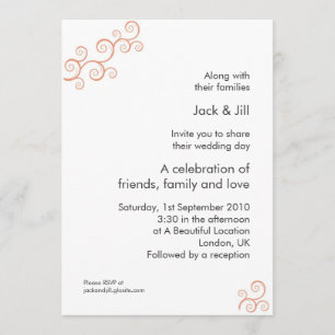 Invitación Curly Q Too (mandarina) 5x7