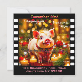 Invitación Curly Tail Piglet Funny Anual Navidad Fiesta