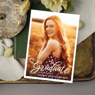 Invitación Curly Writing Graduate Photo Invitation