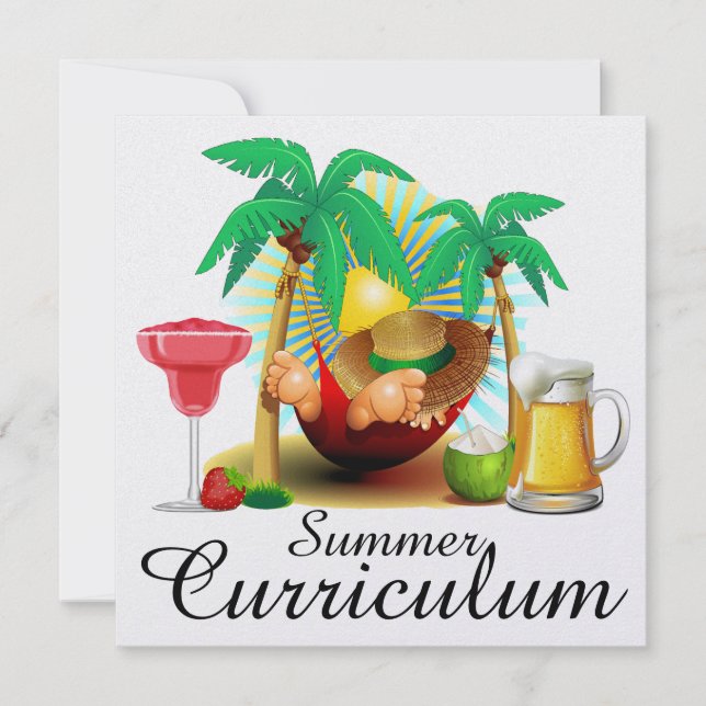 Invitación Currículum de verano / Fiesta de vacaciones / jubi (Anverso)