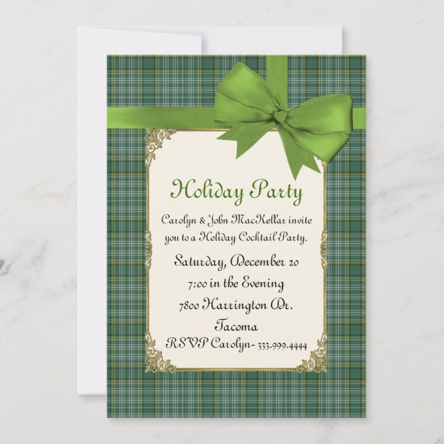 Invitación Currie Tartan Plaid Personalizado Holiday Party (Anverso)