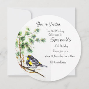 Invitación Curruca culirroja cumpleaños observador de aves