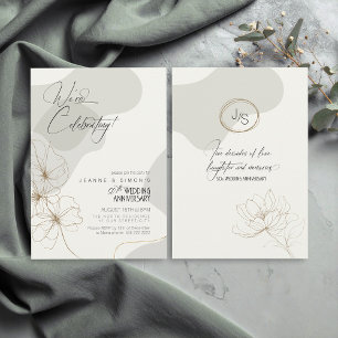 Invitación Cursive Floral 50º Aniversario Neutros ID1168