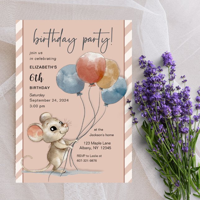 Invitación Curso de acuarela con globos Cumpleaños (Subido por el creador)