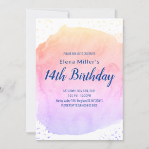 Invitación Curso de color azul de agua de color dorado invita