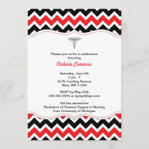 Invitación Curso de graduación de Enfermeras Chevron Rojo y N