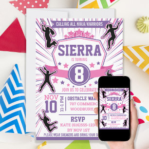 Invitación Curso de obstáculos para fiesta de cumpleaños de N