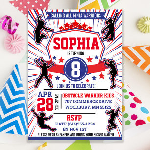 Invitación Curso de obstáculos para fiesta de cumpleaños de N
