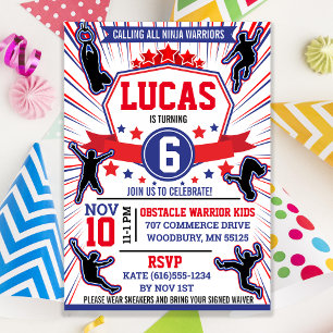 Invitación Curso de obstáculos para fiesta de cumpleaños de N