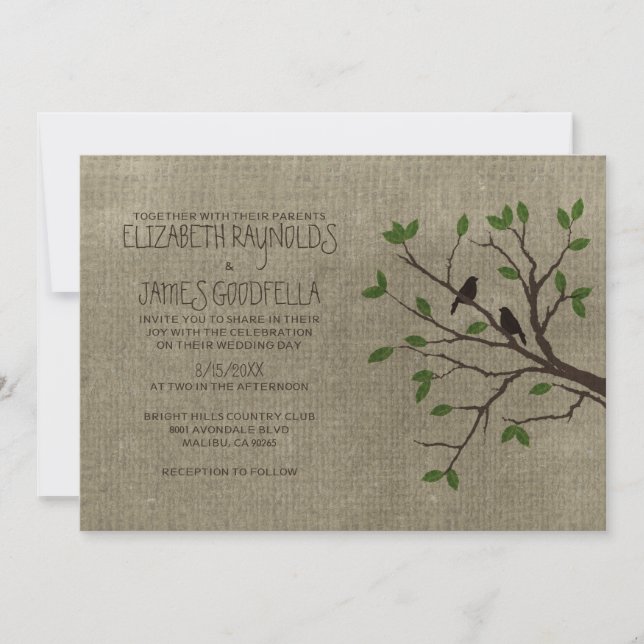 Invitación Cursos de matrimonio para ramas de árbol rústico (Anverso)