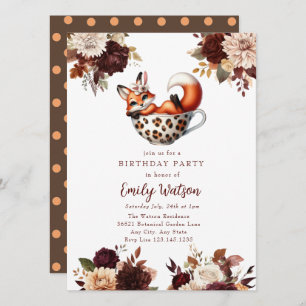 Invitación Curte Baby Fox   Fiesta del té de cumpleaños