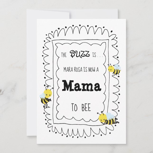 Invitación *~* Curte Bee MAMA para ser invitada a Baby Shower (Anverso)