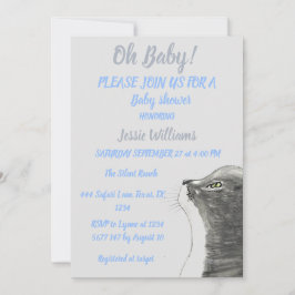 Invitación Curte Cat Kitty Kitten Blue Baby ducha Invitat