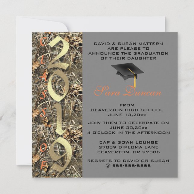 Invitación Curte Classic Country Camo 2019 Invite a graduació (Anverso)