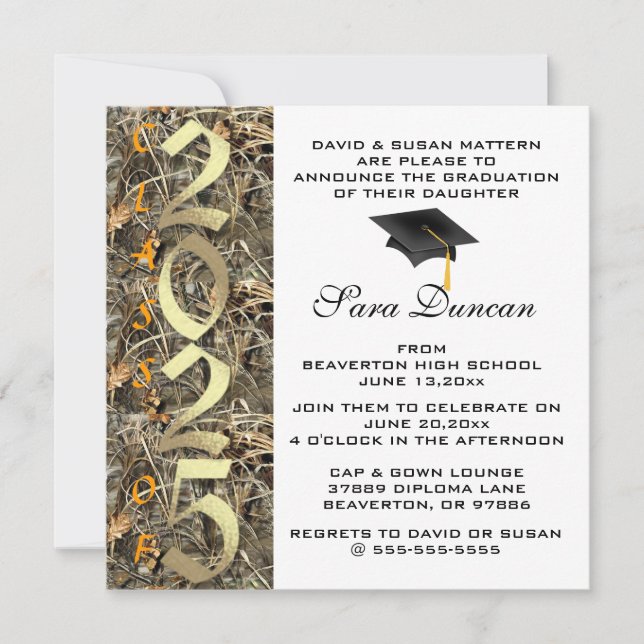Invitación Curte Classic Country Camo 2025 Graduation Invite (Anverso)