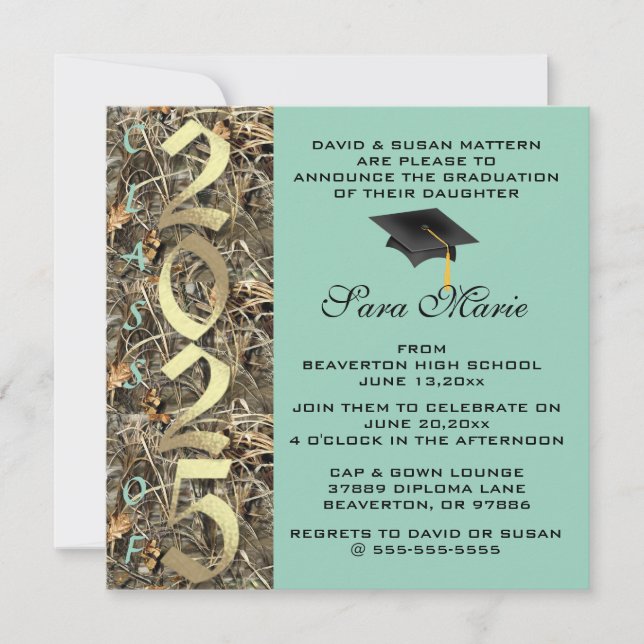 Invitación Curte Classic Country Camo 2025 Graduation Invite (Anverso)