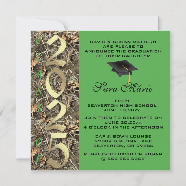 Invitación Curte Classic Country Camo 2025 Graduation Invite (Anverso)
