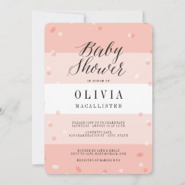 Invitación Curte Confetti rayas rosas Chica Baby Shower Invit