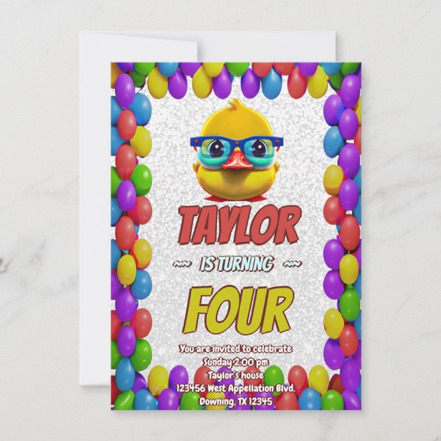 Invitación Curte de pato de caucho personalizado Cumpleaños i (Anverso)