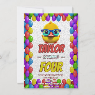 Invitación Curte de pato de caucho personalizado Cumpleaños i