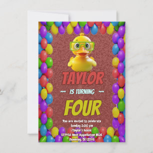 Invitación Curte de pato de caucho personalizado Cumpleaños i