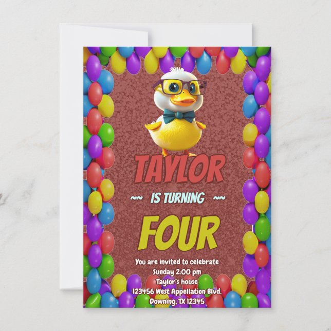 Invitación Curte de pato de caucho personalizado Cumpleaños i (Anverso)