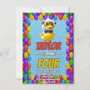 Invitación Curte de pato de caucho personalizado Cumpleaños i