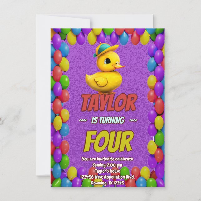 Invitación Curte de pato de caucho personalizado Cumpleaños i (Anverso)