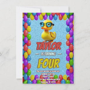 Invitación Curte de pato de caucho personalizado Cumpleaños i