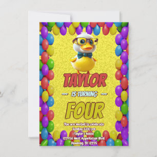 Invitación Curte de pato de caucho personalizado Cumpleaños i