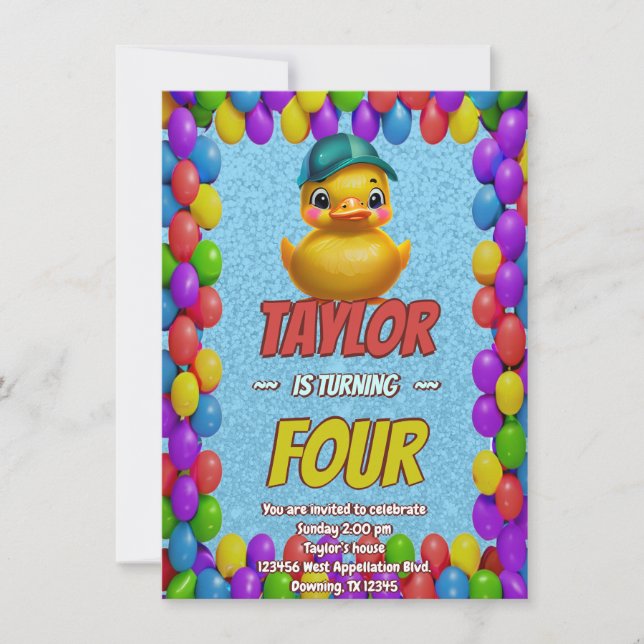 Invitación Curte de pato de caucho personalizado Cumpleaños i (Anverso)