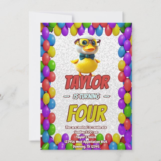 Invitación Curte de pato de caucho personalizado Cumpleaños i (Anverso)